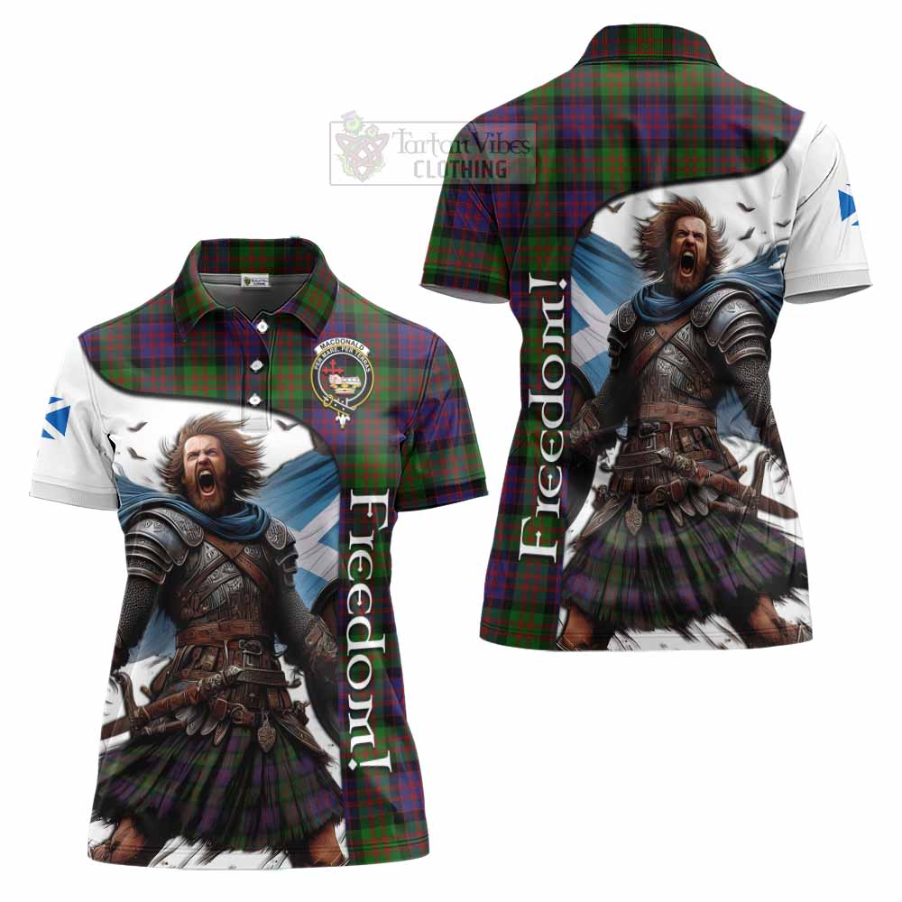 Tartan Vibes Clothing MacDonald (McDonald) Crest Tartan Women's Polo Shirt Inspired by the Freedom of Scottish Warrior