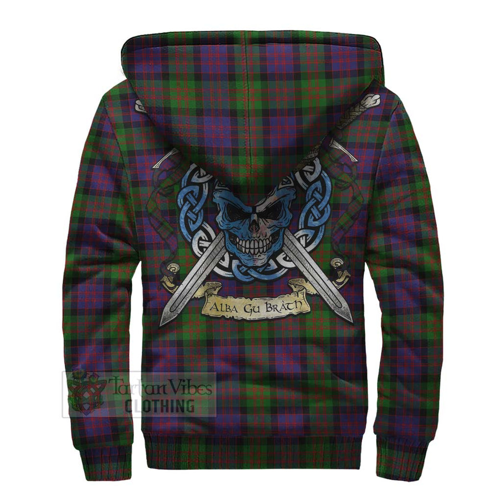 Tartan Vibes Clothing MacDonald (McDonald) Tartan Sherpa Hoodie with Family Crest Celtic Skull Style