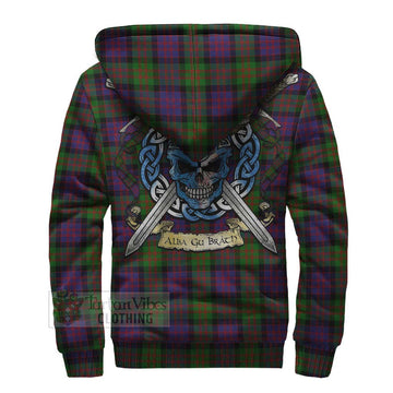 MacDonald (McDonald) Tartan Sherpa Hoodie with Family Crest Celtic Skull Style