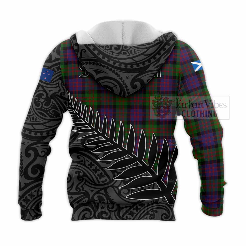 Tartan Vibes Clothing MacDonald (McDonald) Crest Tartan Knitted Hoodie with New Zealand Silver Fern Half Style