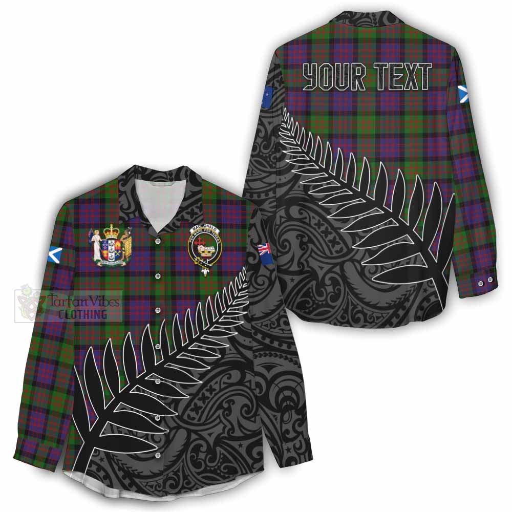 Tartan Vibes Clothing MacDonald (McDonald) Crest Tartan Women's Casual Shirt with New Zealand Silver Fern Half Style