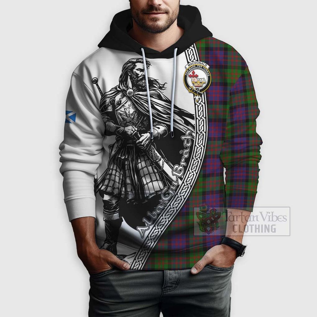 Tartan Vibes Clothing MacDonald (McDonald) Tartan Clan Crest Hoodie with Highlander Warrior Celtic Style