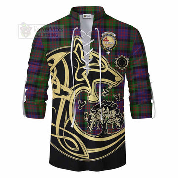 MacDonald (McDonald) Tartan Ghillie Kilt Shirt with Family Crest Celtic Wolf Style