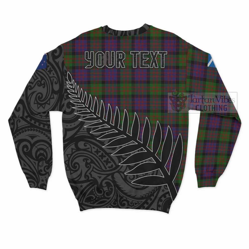 Tartan Vibes Clothing MacDonald (McDonald) Crest Tartan Sweatshirt with New Zealand Silver Fern Half Style