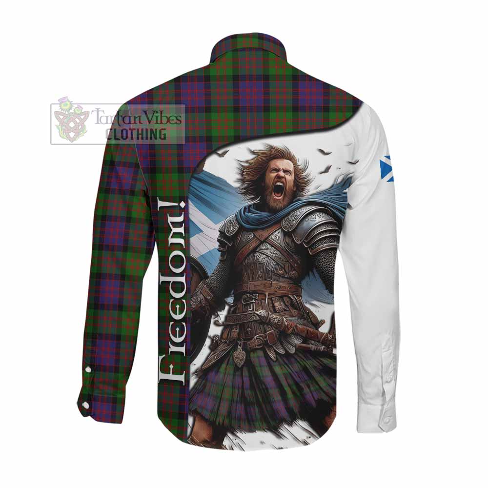 Tartan Vibes Clothing MacDonald (McDonald) Crest Tartan Long Sleeve Button Shirt Inspired by the Freedom of Scottish Warrior