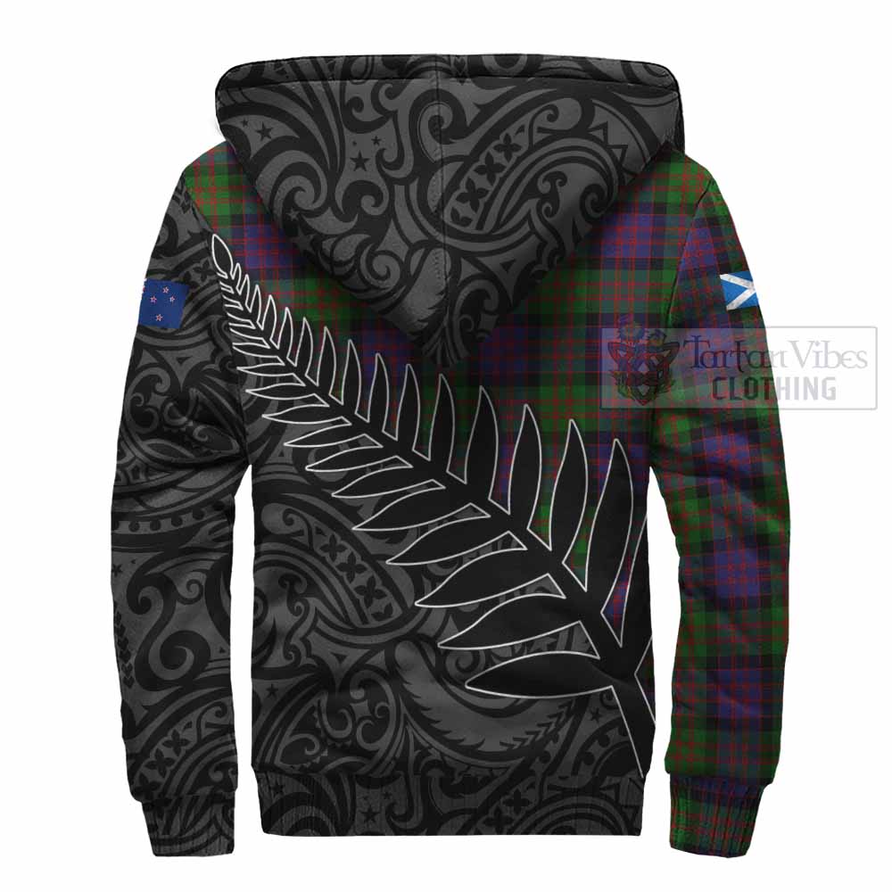 Tartan Vibes Clothing MacDonald (McDonald) Crest Tartan Sherpa Hoodie with New Zealand Silver Fern Half Style