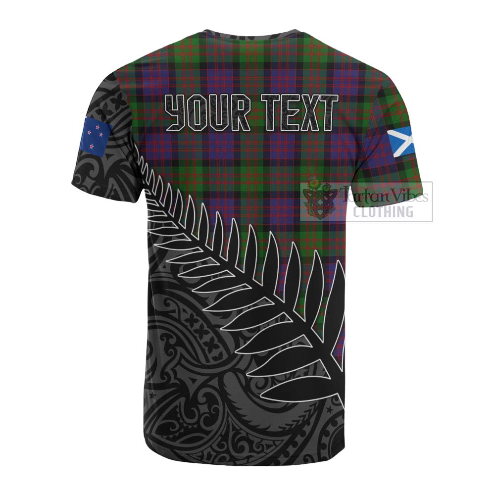 Tartan Vibes Clothing MacDonald (McDonald) Crest Tartan Cotton T-shirt with New Zealand Silver Fern Half Style