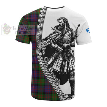 MacDonald (McDonald) Tartan Clan Crest Cotton T-shirt with Highlander Warrior Celtic Style