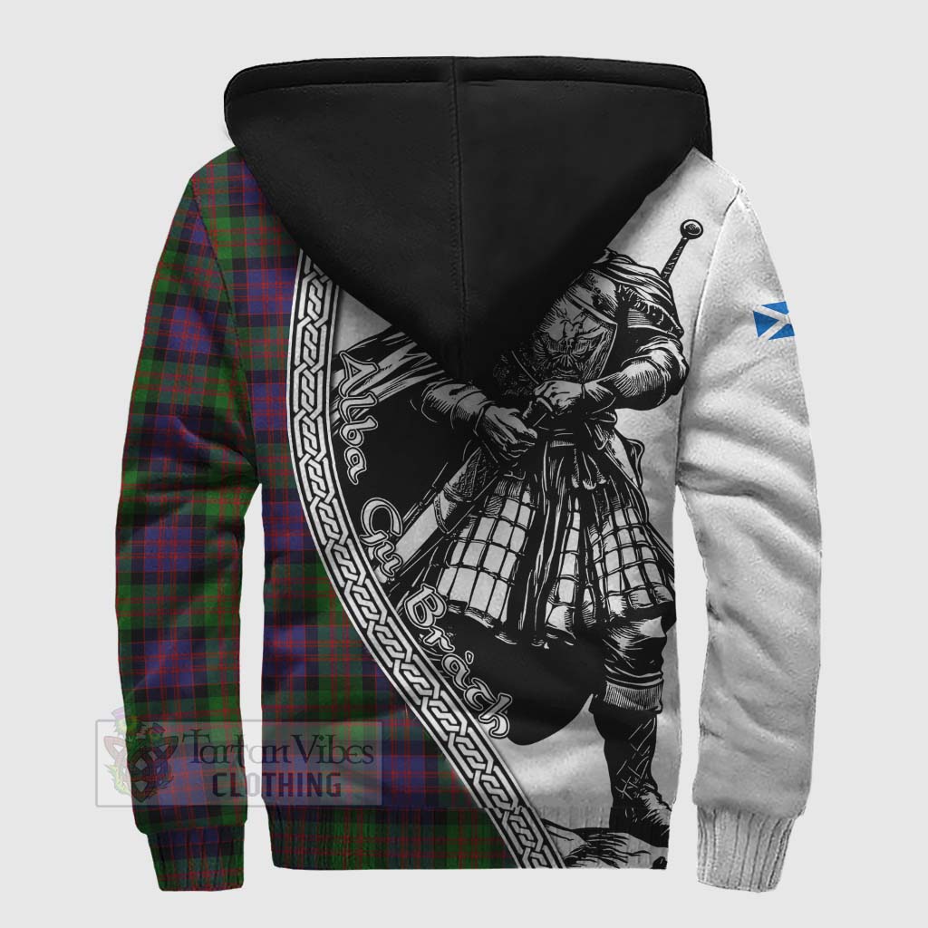 Tartan Vibes Clothing MacDonald (McDonald) Tartan Clan Crest Sherpa Hoodie with Highlander Warrior Celtic Style