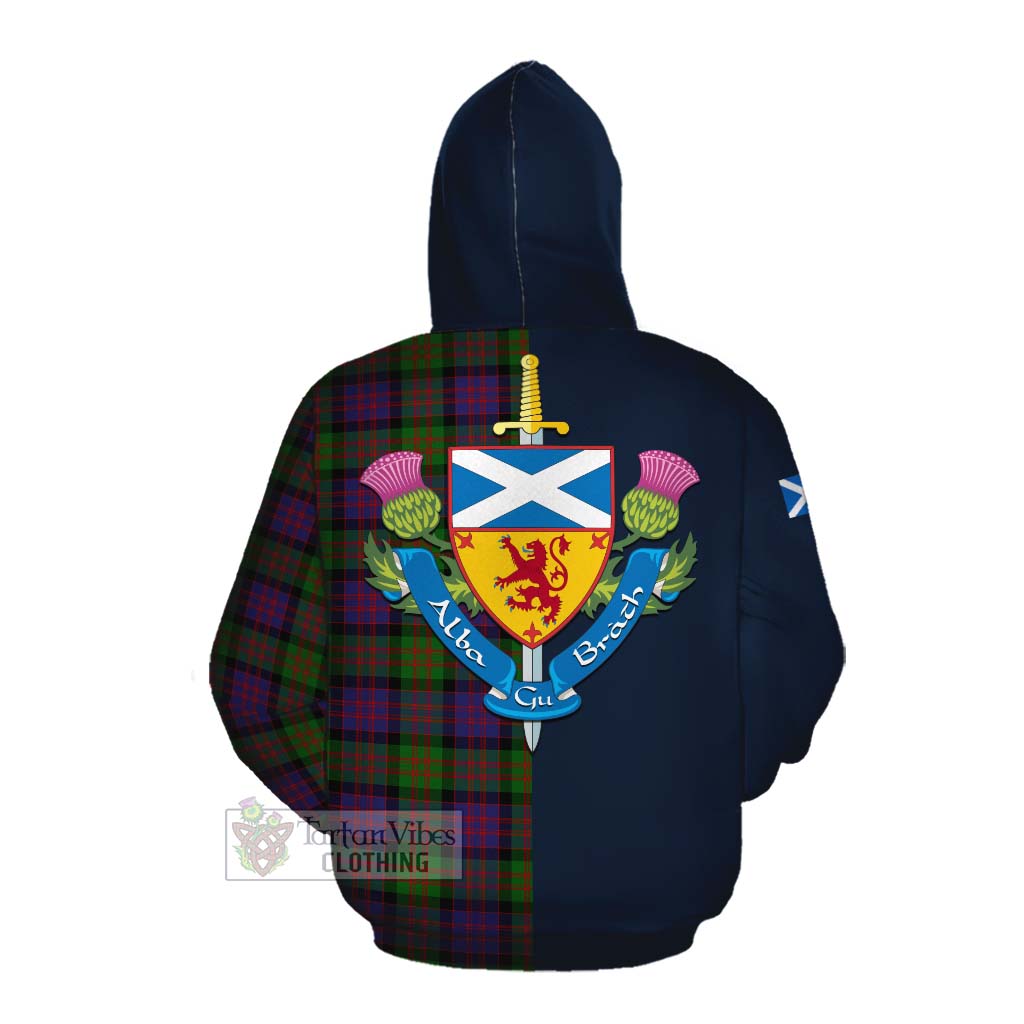 Tartan Vibes Clothing MacDonald (McDonald) Tartan Cotton Hoodie Alba with Scottish Lion Royal Arm Half Style