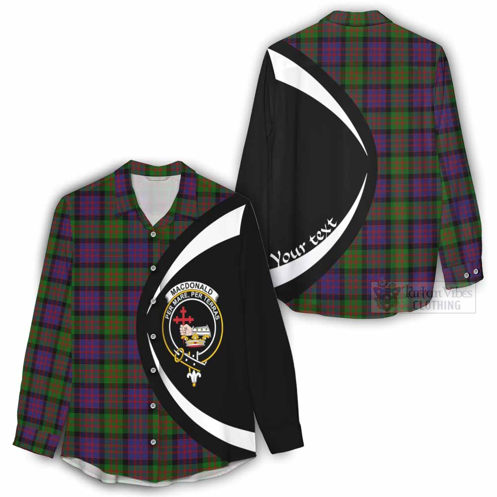 Tartan Vibes Clothing MacDonald (McDonald) Tartan Women's Casual Shirt with Family Crest Circle Style