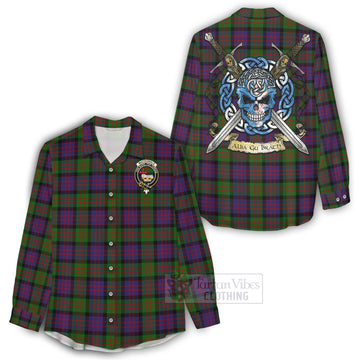 MacDonald (McDonald) Tartan Women's Casual Shirt with Family Crest Celtic Skull Style