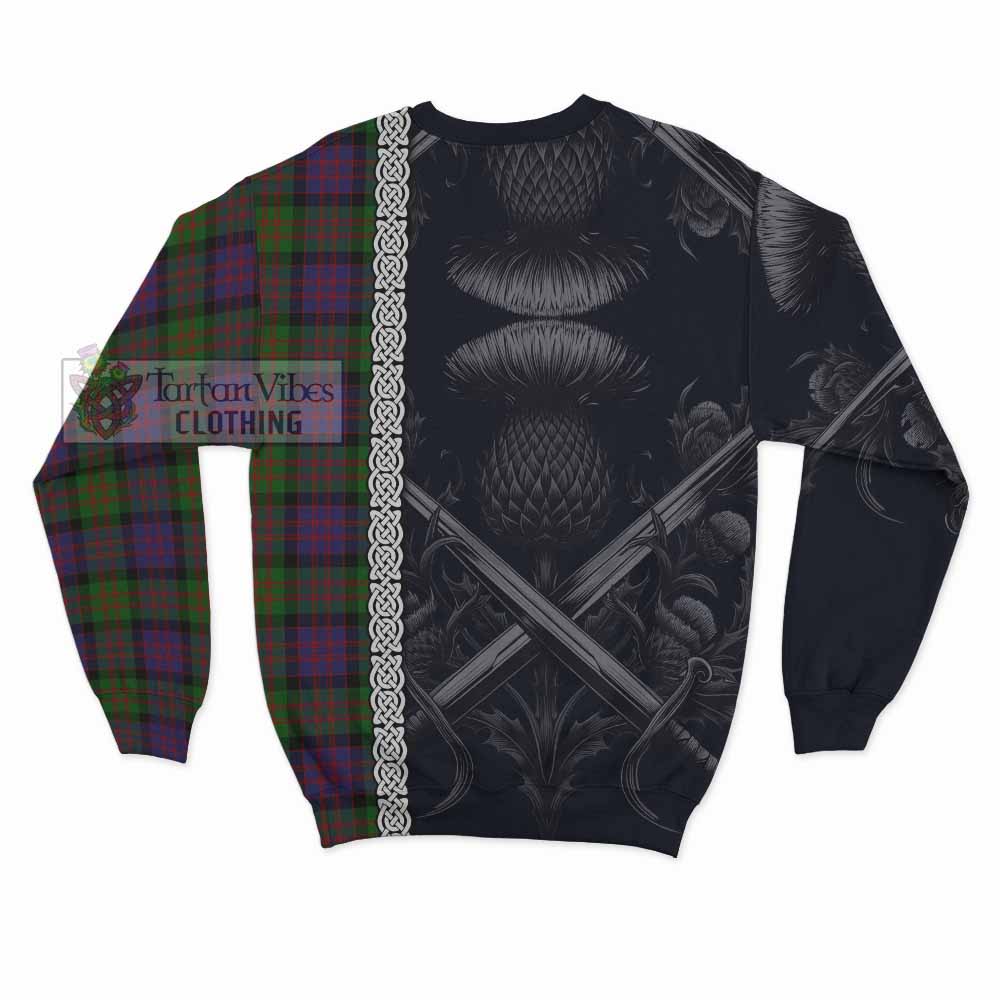 Tartan Vibes Clothing MacDonald (McDonald) Tartan Sweatshirt with Family Crest Cross Sword Thistle Celtic Vibes