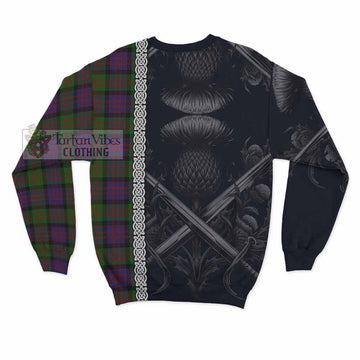 MacDonald (McDonald) Tartan Sweatshirt with Family Crest Cross Sword Thistle Celtic Vibes