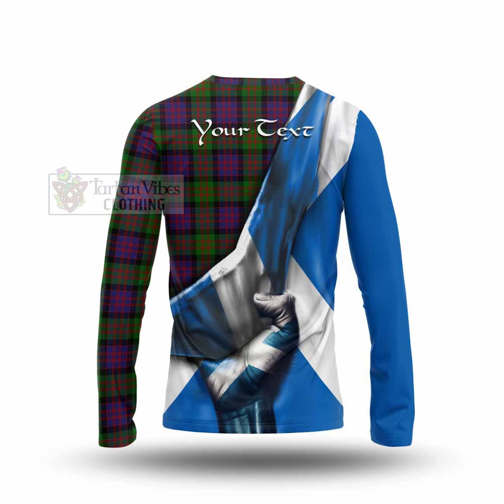 Tartan Vibes Clothing MacDonald (McDonald) Tartan Long Sleeve T-Shirt with Family Crest Scotland Patriotic Style