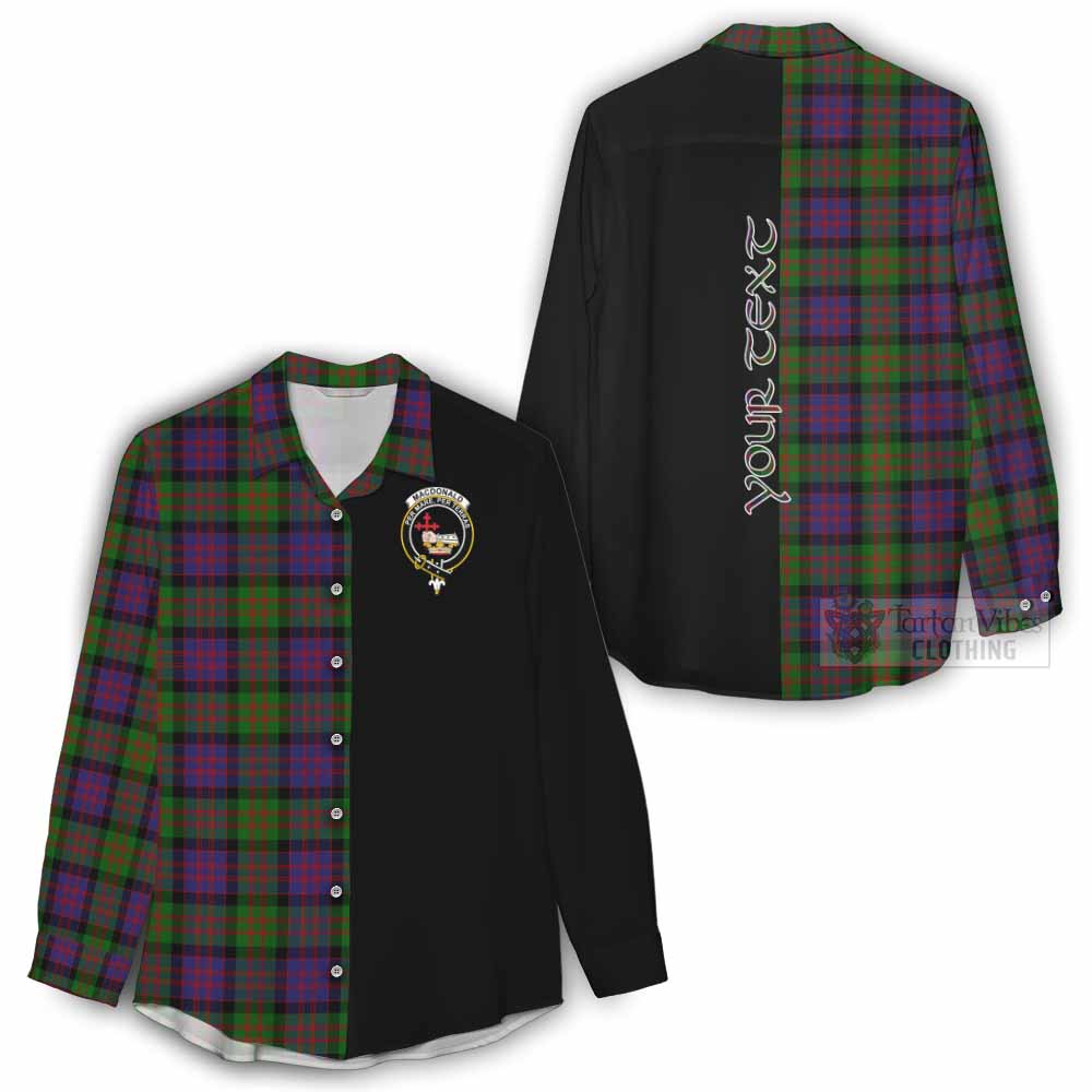 Tartan Vibes Clothing MacDonald (McDonald) Tartan Women's Casual Shirt with Family Crest and Half Of Me Style