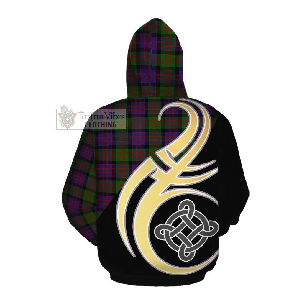 Tartan Vibes Clothing MacDonald (McDonald) Tartan Cotton Hoodie with Family Crest and Celtic Symbol Style