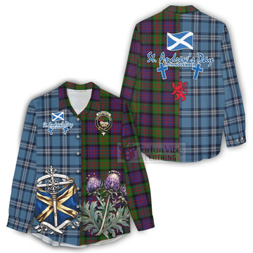 MacDonald (McDonald) Tartan Women's Casual Shirt Happy St. Andrew's Day Half Tartan Style