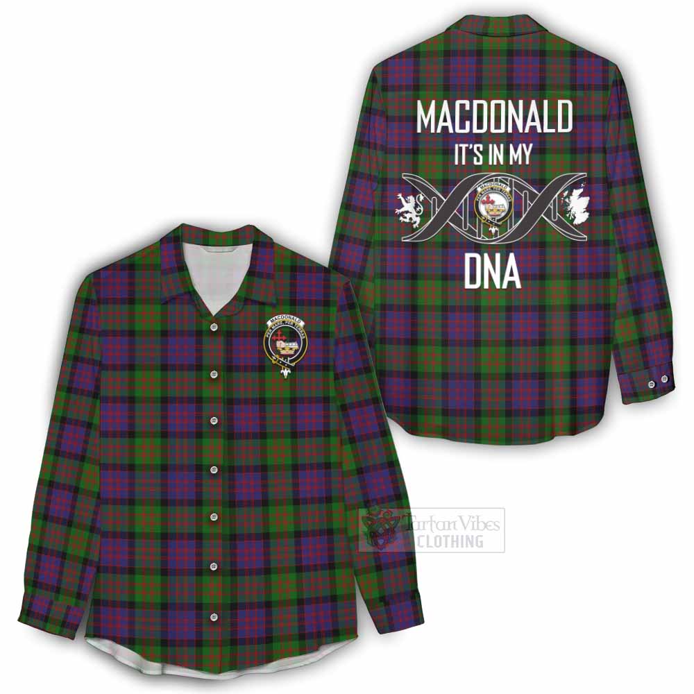 Tartan Vibes Clothing MacDonald (McDonald) Tartan Women's Casual Shirt with Family Crest DNA In Me Style