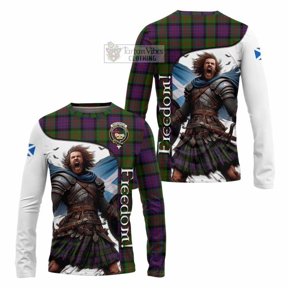 Tartan Vibes Clothing MacDonald (McDonald) Crest Tartan Long Sleeve T-Shirt Inspired by the Freedom of Scottish Warrior