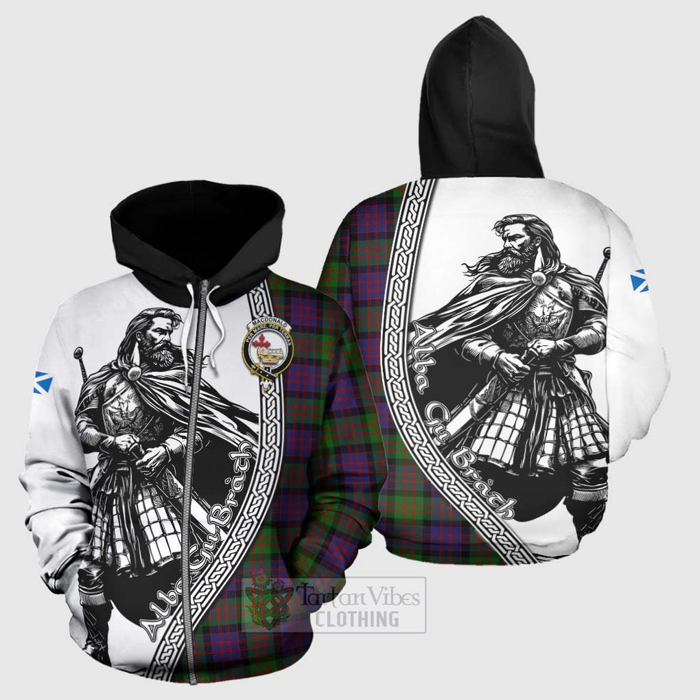 Tartan Vibes Clothing MacDonald (McDonald) Tartan Clan Crest Hoodie with Highlander Warrior Celtic Style