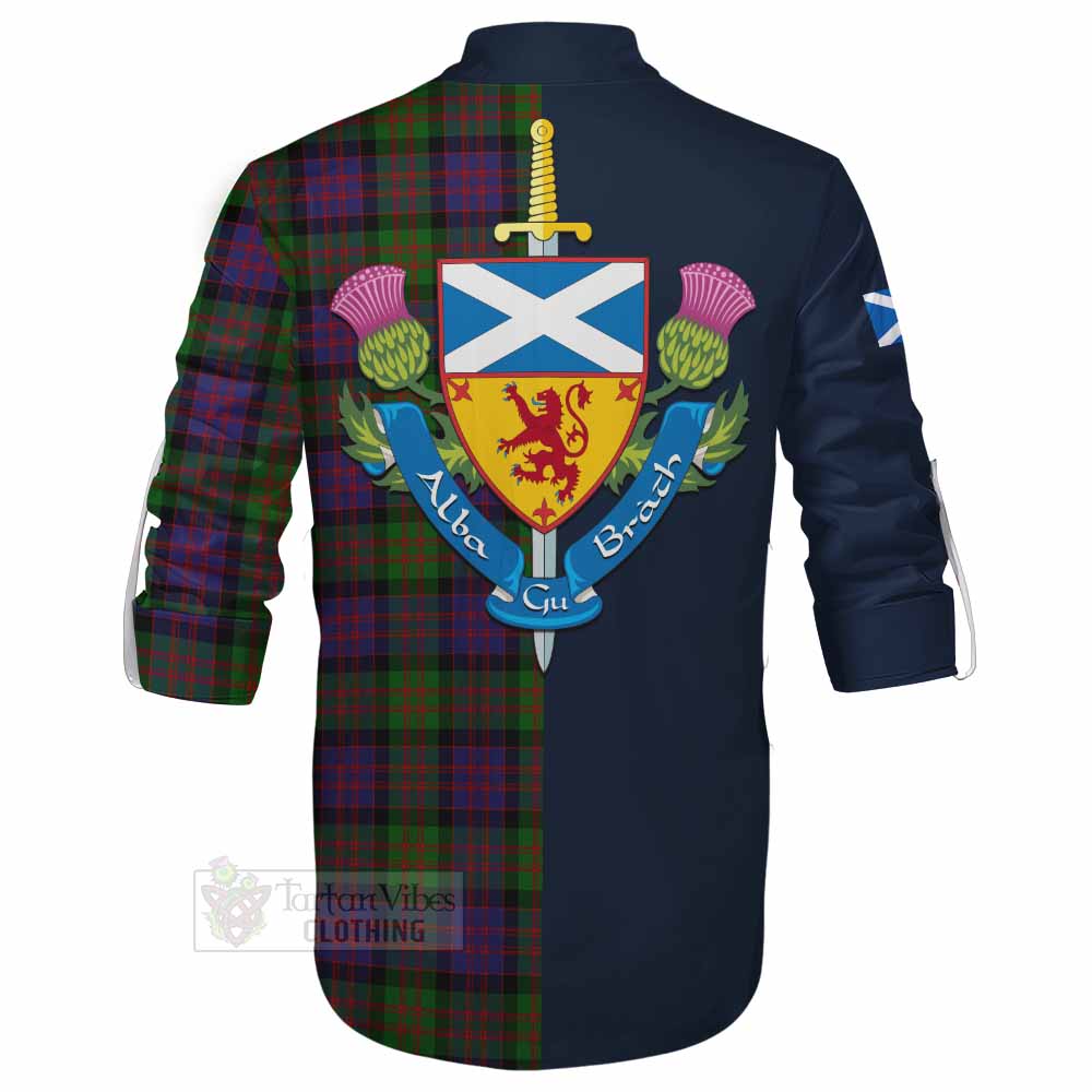 MacDonald (McDonald) Tartan Ghillie Kilt Shirt Alba with Scottish Lion Royal Arm Half Style