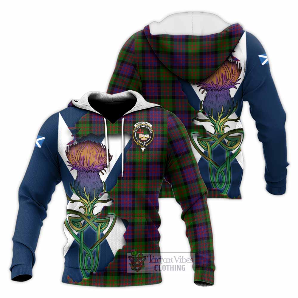 MacDonald (McDonald) Tartan Family Crest Knitted Hoodie Scottish Thistle Celtic Inspired - Tartan Vibes Clothing