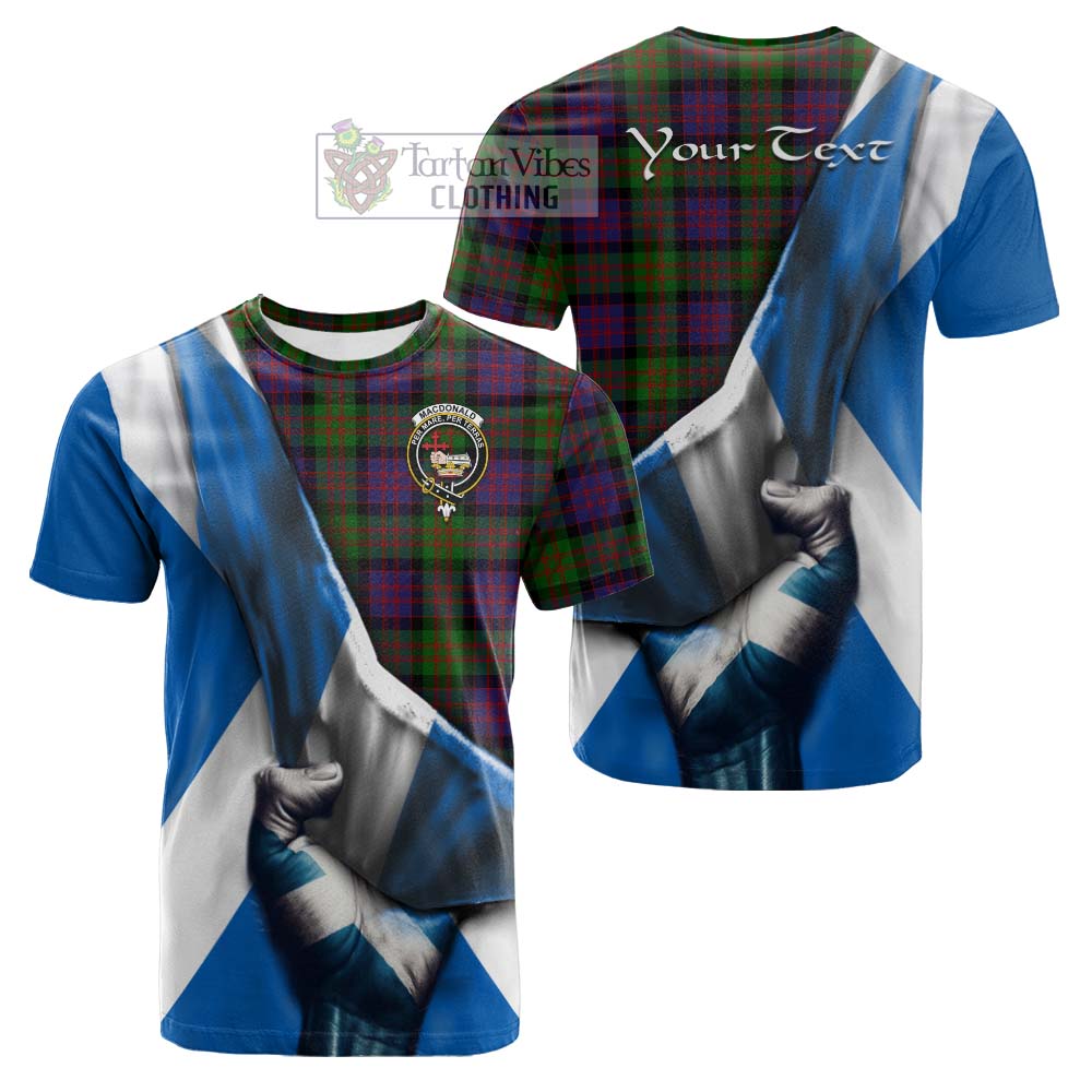 Tartan Vibes Clothing MacDonald (McDonald) Tartan Cotton T-shirt with Family Crest Scotland Patriotic Style