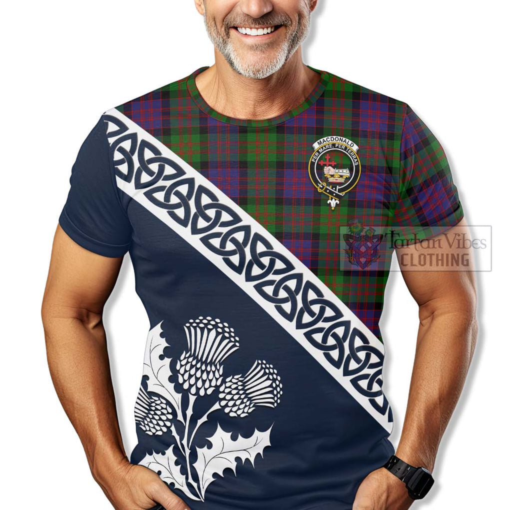 MacDonald (McDonald) Tartan T-Shirt Featuring Thistle and Scotland Map