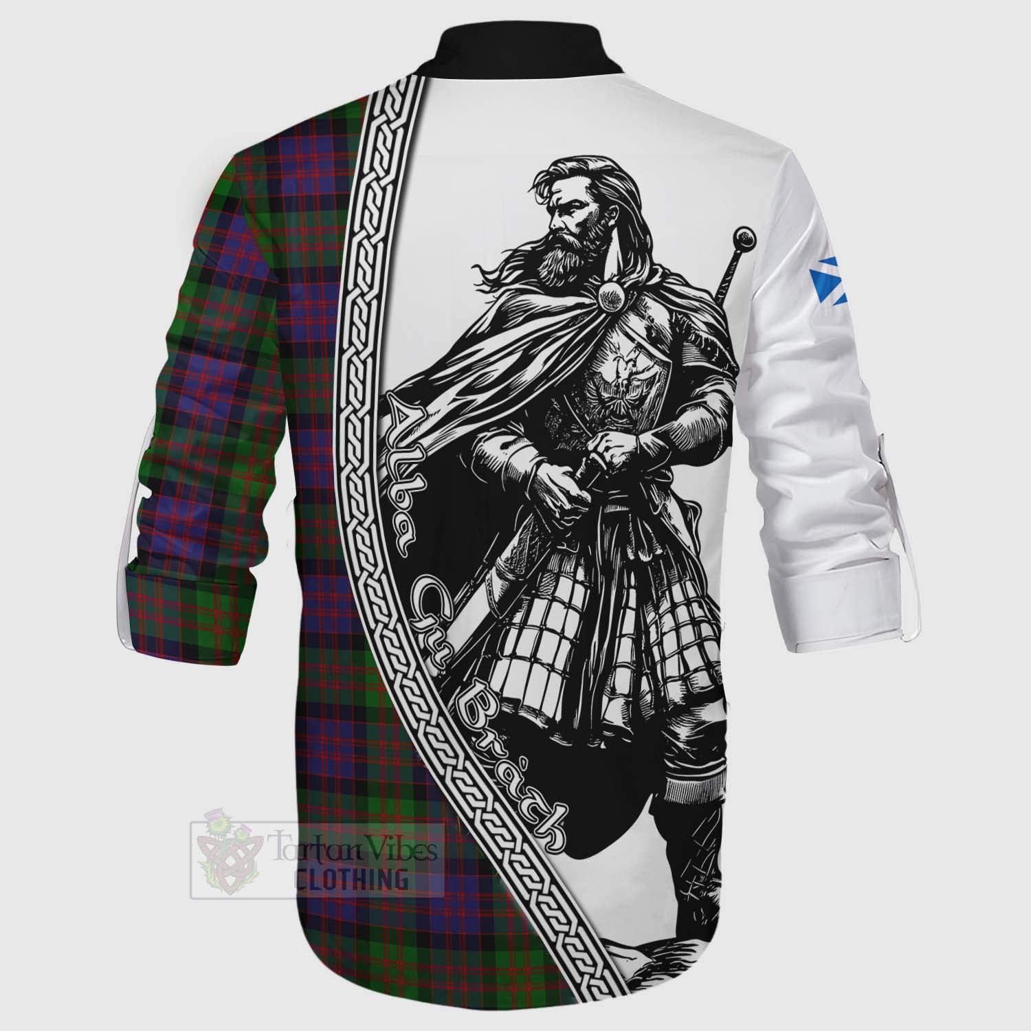 Tartan Vibes Clothing MacDonald (McDonald) Tartan Clan Crest Ghillie Kilt Shirt with Highlander Warrior Celtic Style