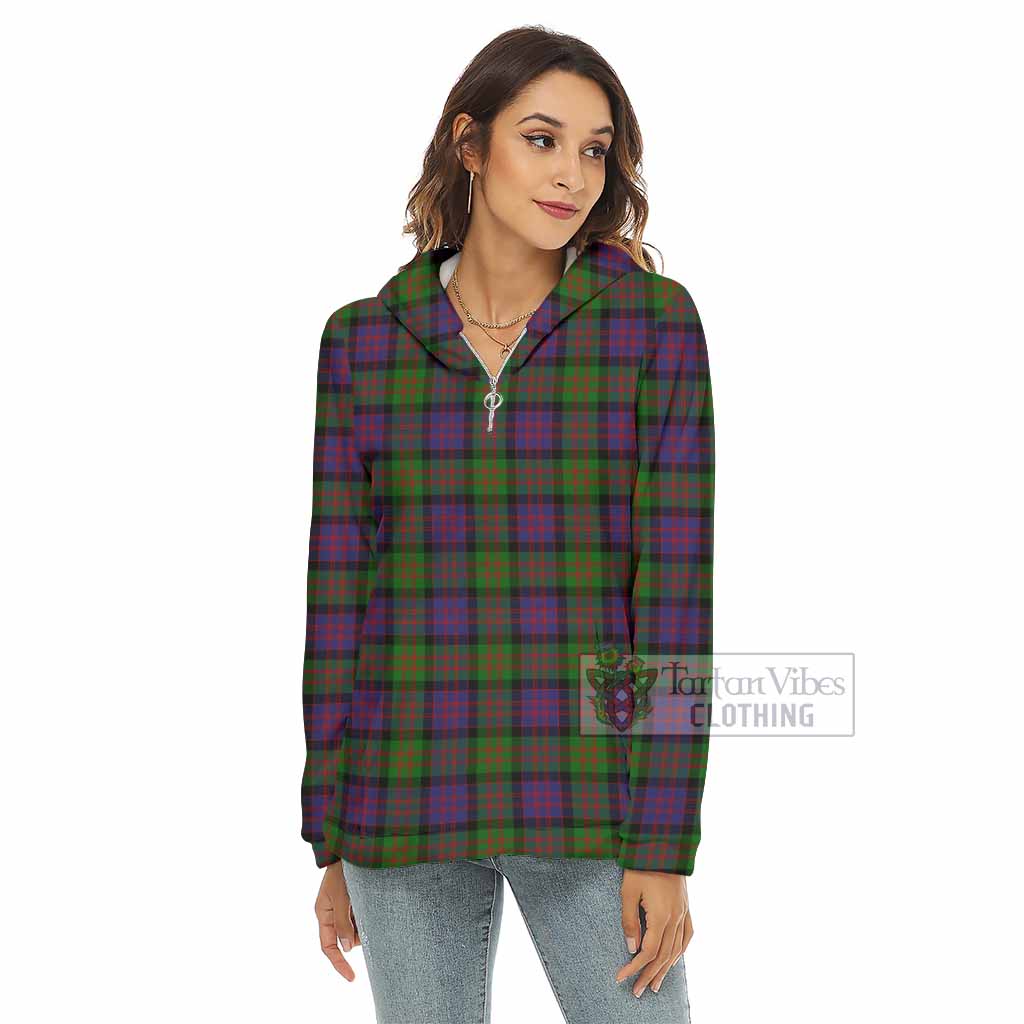 MacDonald (McDonald) Tartan Women's Borg Fleece Hoodie with Half Zip - Tartan Vibes Clothing
