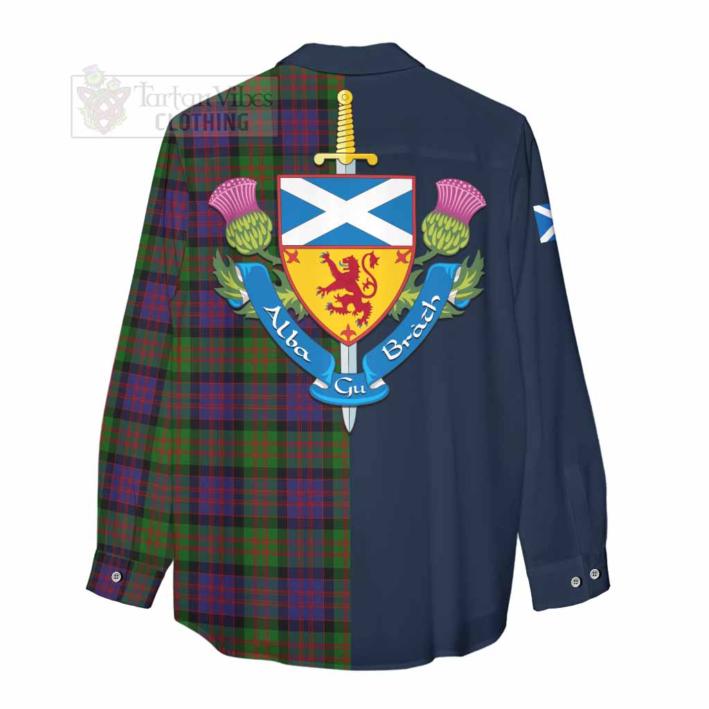 Tartan Vibes Clothing MacDonald (McDonald) Tartan Women's Casual Shirt Alba with Scottish Lion Royal Arm Half Style