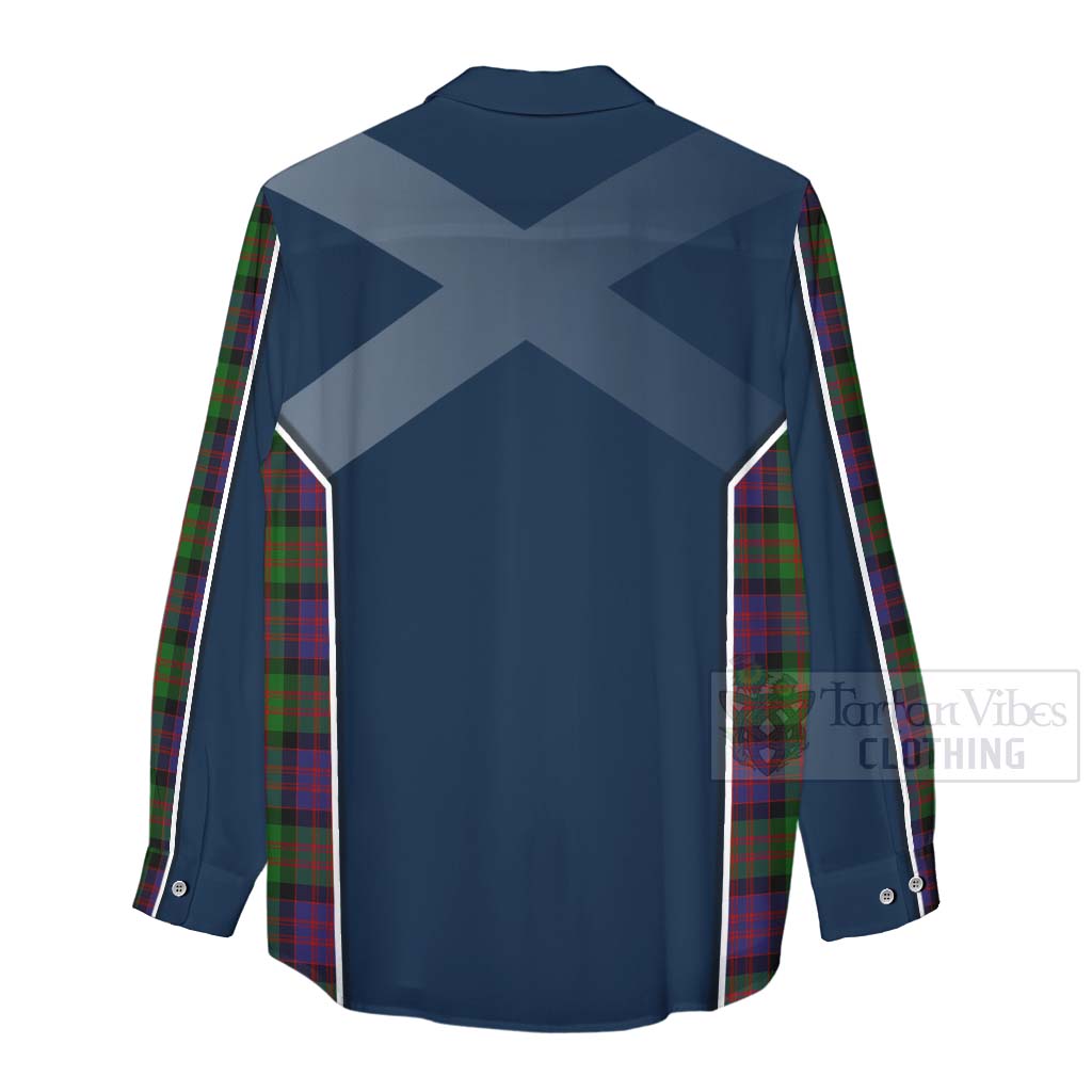 Tartan Vibes Clothing MacDonald (McDonald) Tartan Women's Casual Shirt with Family Crest and Scottish Thistle Vibes Sport Style