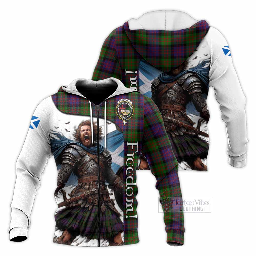 Tartan Vibes Clothing MacDonald (McDonald) Crest Tartan Knitted Hoodie Inspired by the Freedom of Scottish Warrior