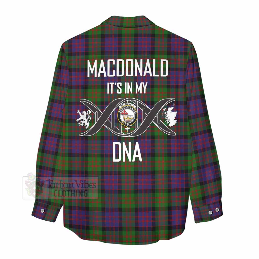 Tartan Vibes Clothing MacDonald (McDonald) Tartan Women's Casual Shirt with Family Crest DNA In Me Style