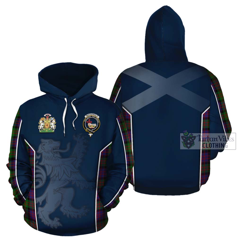 Tartan Vibes Clothing MacDonald (McDonald) Tartan Cotton Hoodie with Family Crest and Lion Rampant Vibes Sport Style