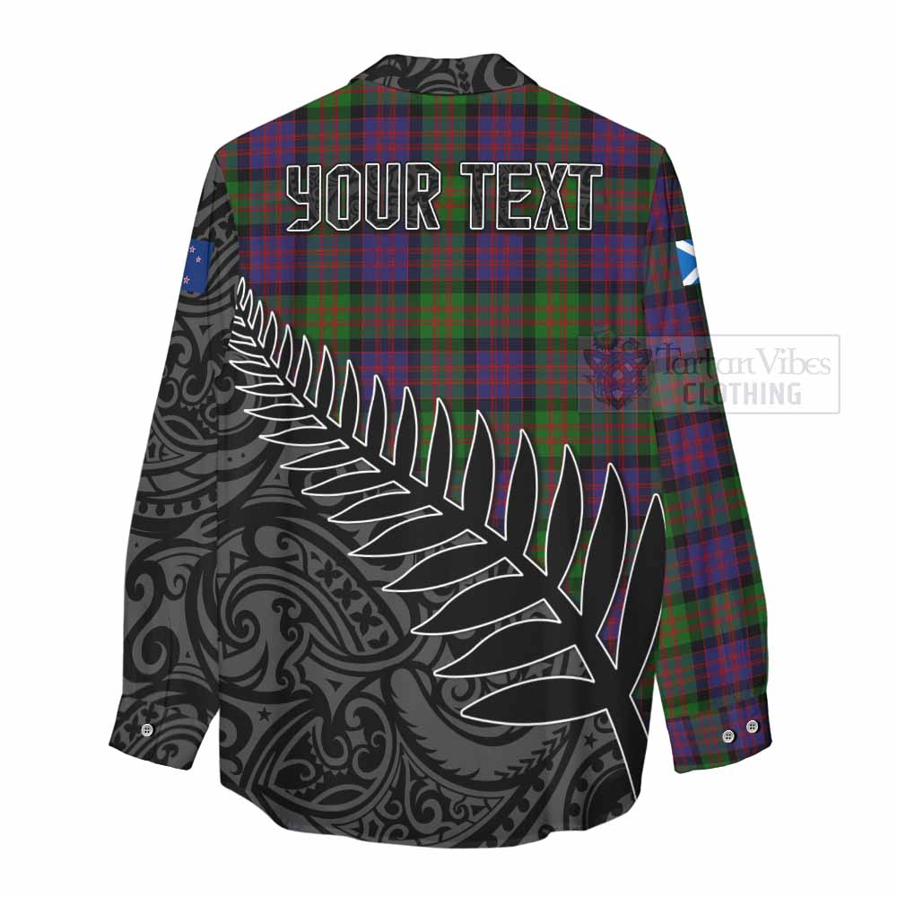 Tartan Vibes Clothing MacDonald (McDonald) Crest Tartan Women's Casual Shirt with New Zealand Silver Fern Half Style