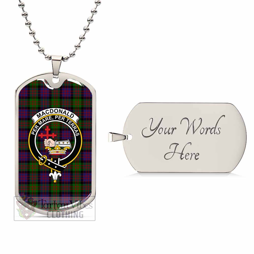 Tartan Vibes Clothing MacDonald (McDonald) Tartan Dog Tag Necklace with Family Crest