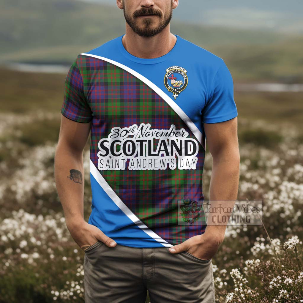 Tartan Vibes Clothing MacDonald (McDonald) Family Crest Tartan T-Shirt Celebrate Saint Andrew's Day in Style