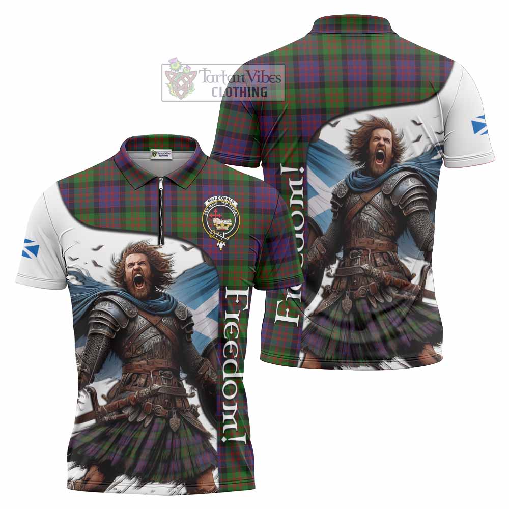 Tartan Vibes Clothing MacDonald (McDonald) Crest Tartan Zipper Polo Shirt Inspired by the Freedom of Scottish Warrior