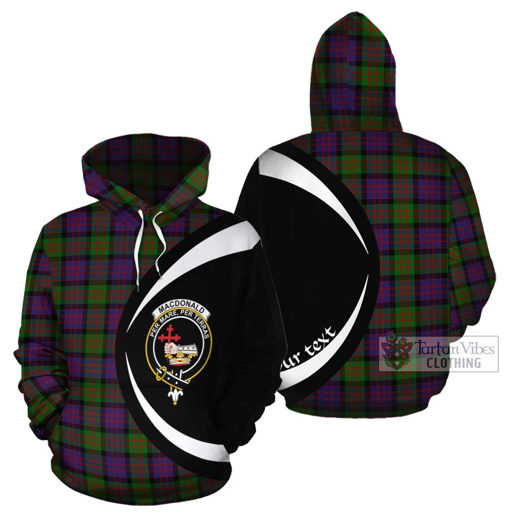 Tartan Vibes Clothing MacDonald (McDonald) Tartan Cotton Hoodie with Family Crest Circle Style