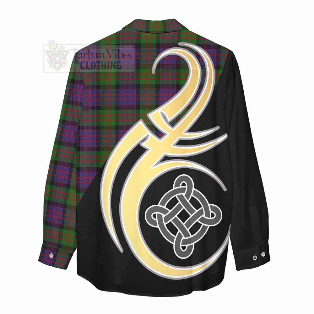 Tartan Vibes Clothing MacDonald (McDonald) Tartan Women's Casual Shirt with Family Crest and Celtic Symbol Style