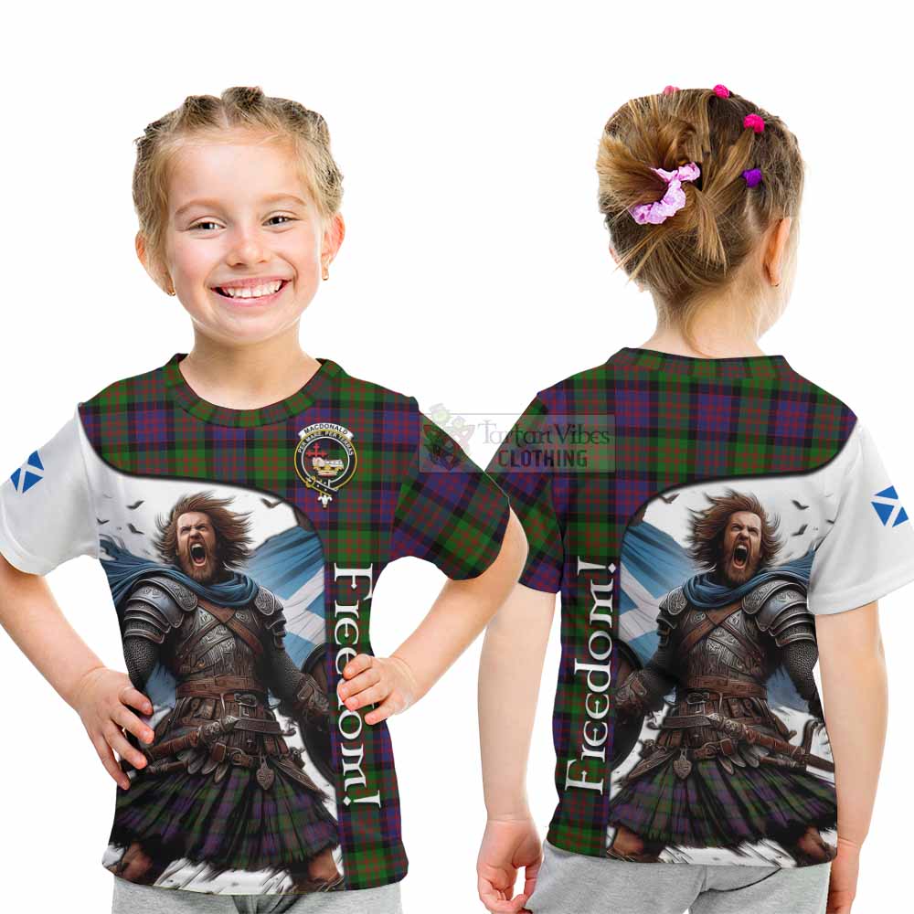 Tartan Vibes Clothing MacDonald (McDonald) Crest Tartan Kid T-Shirt Inspired by the Freedom of Scottish Warrior