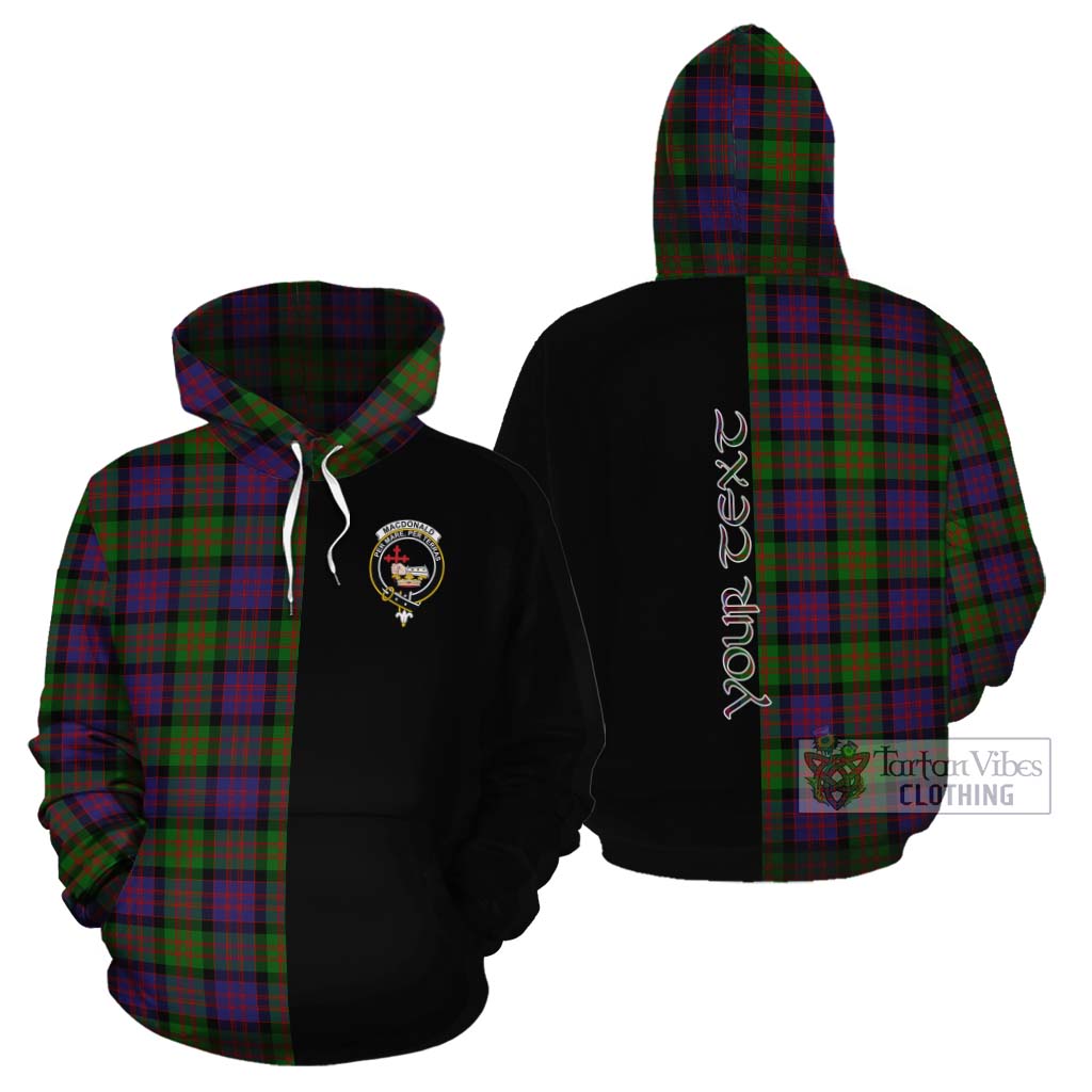 Tartan Vibes Clothing MacDonald (McDonald) Tartan Cotton Hoodie with Family Crest and Half Of Me Style