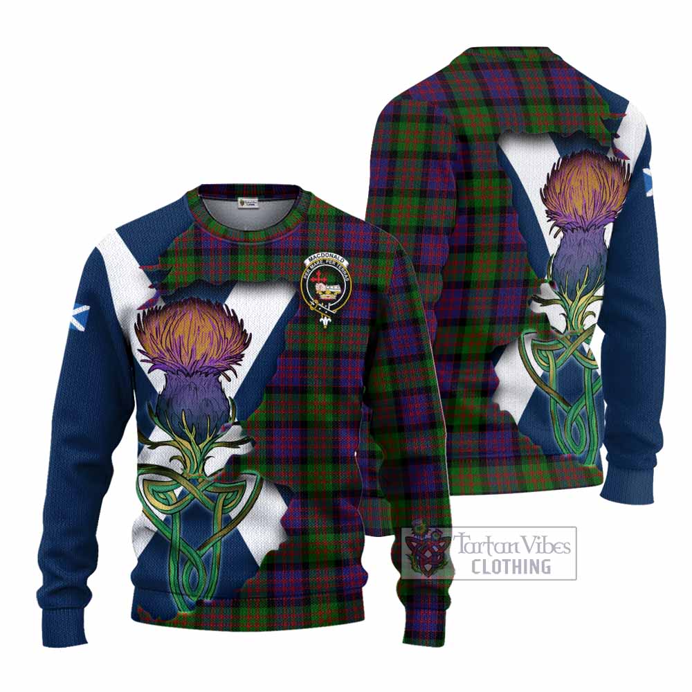 MacDonald (McDonald) Tartan Family Crest Knitted Sweater Scottish Thistle Celtic Inspired - Tartan Vibes Clothing