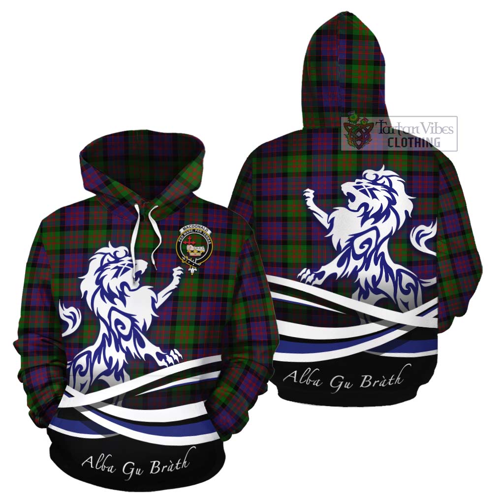 Tartan Vibes Clothing MacDonald (McDonald) Tartan Cotton Hoodie with Alba Gu Brath Regal Lion Emblem