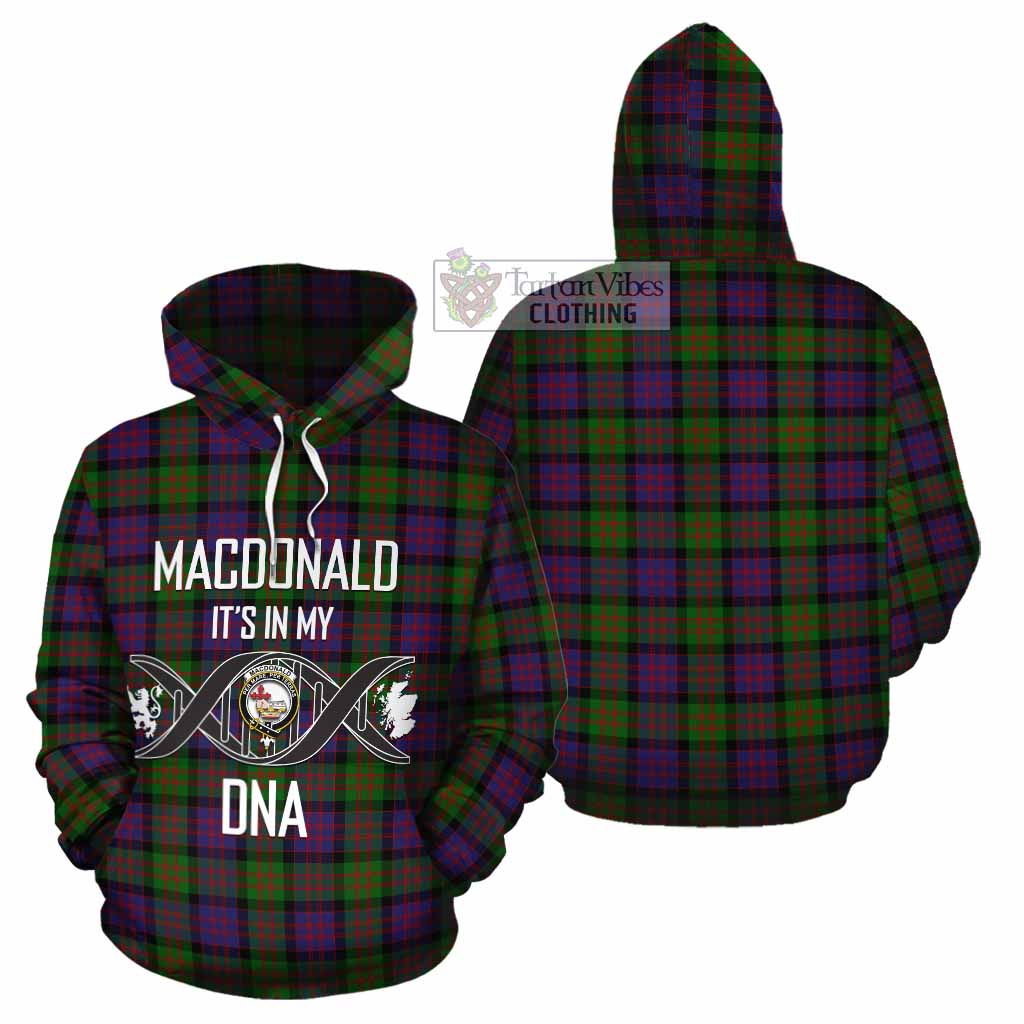 Tartan Vibes Clothing MacDonald (McDonald) Tartan Cotton Hoodie with Family Crest DNA In Me Style