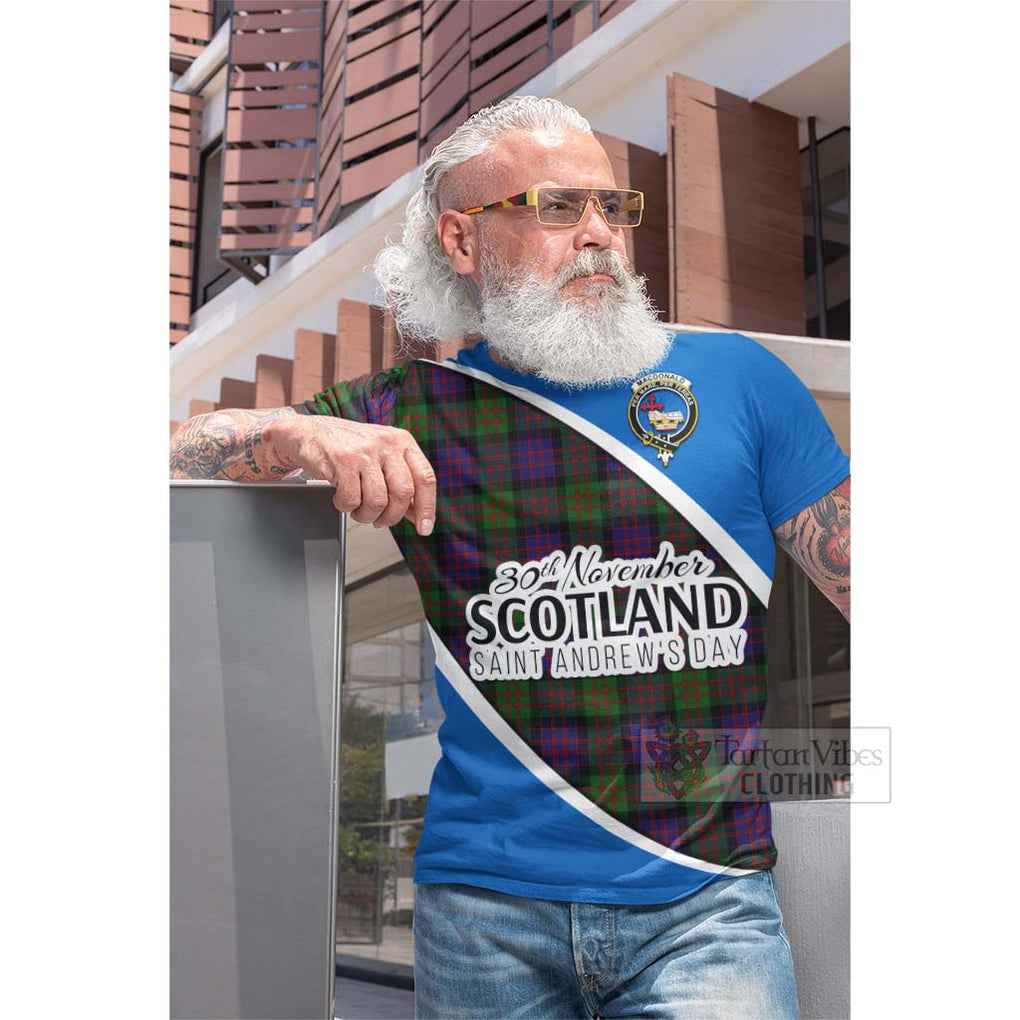 Tartan Vibes Clothing MacDonald (McDonald) Family Crest Tartan Cotton T-shirt Celebrate Saint Andrew's Day in Style