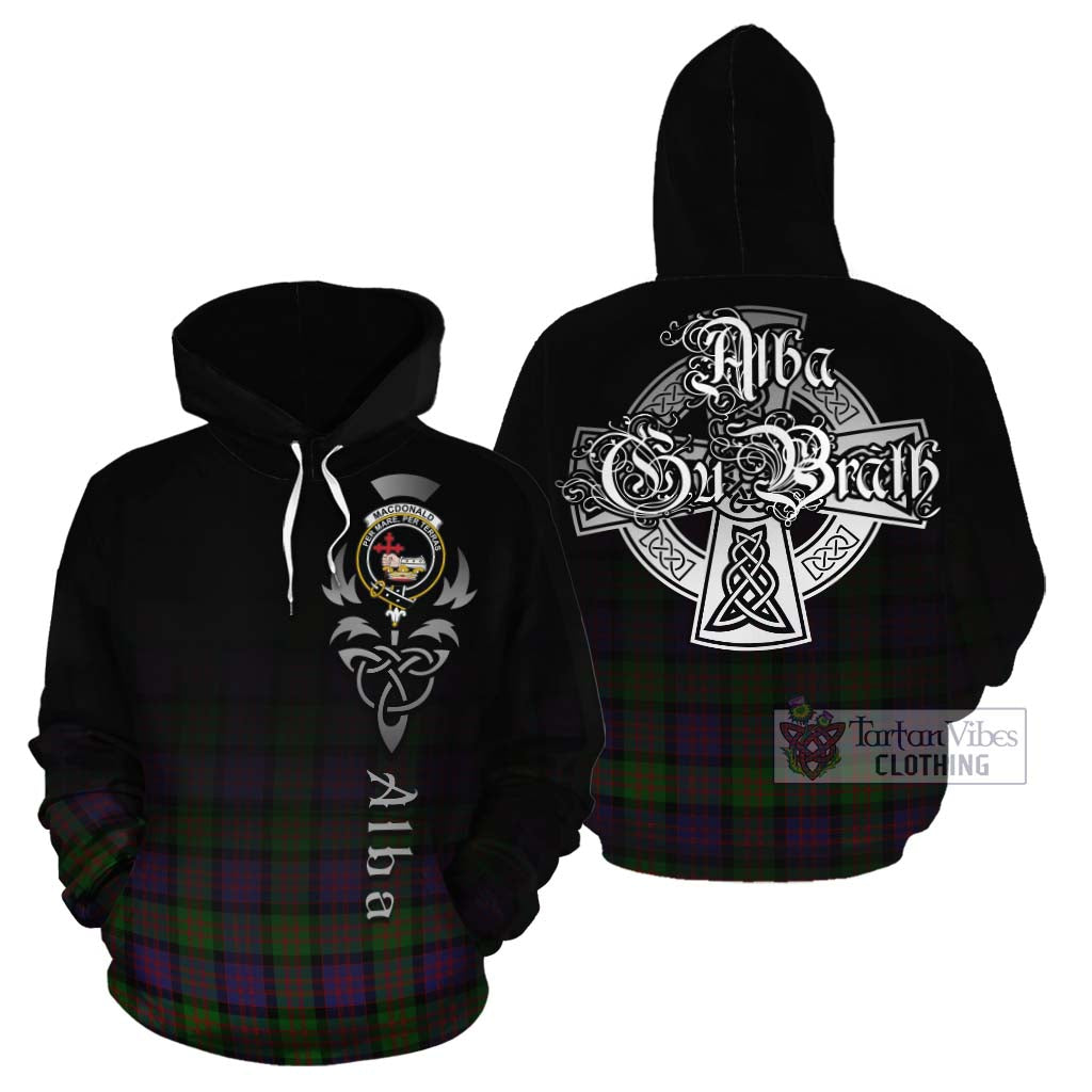 Tartan Vibes Clothing MacDonald (McDonald) Tartan Cotton Hoodie Featuring Alba Gu Brath Family Crest Celtic Inspired