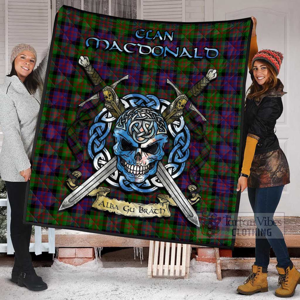 Tartan Vibes Clothing MacDonald (McDonald) Tartan Quilt with Celtic Skull Alba Gu Brath Style